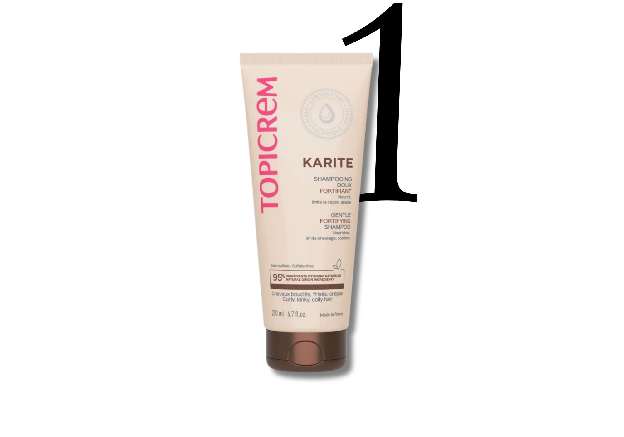 Topicrem, shampooing doux fortifiant, etape 1 de la routine pour cheveux frises de Michoune
