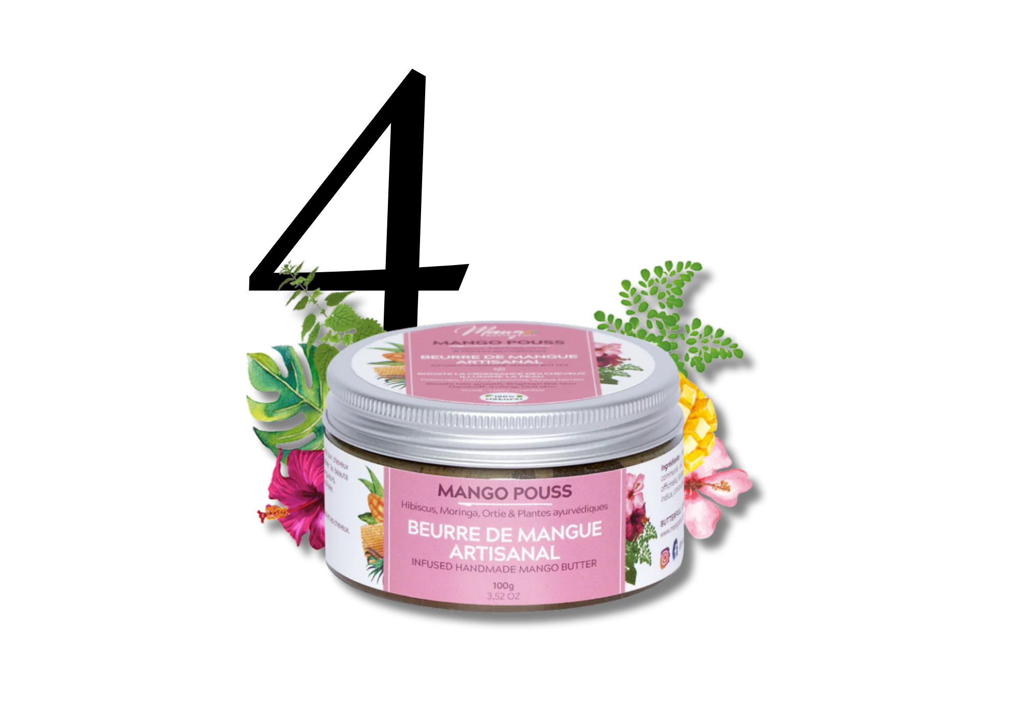 4ème étape de la routine capillaire est le beurre de mangue de la gamme Mango Pouss