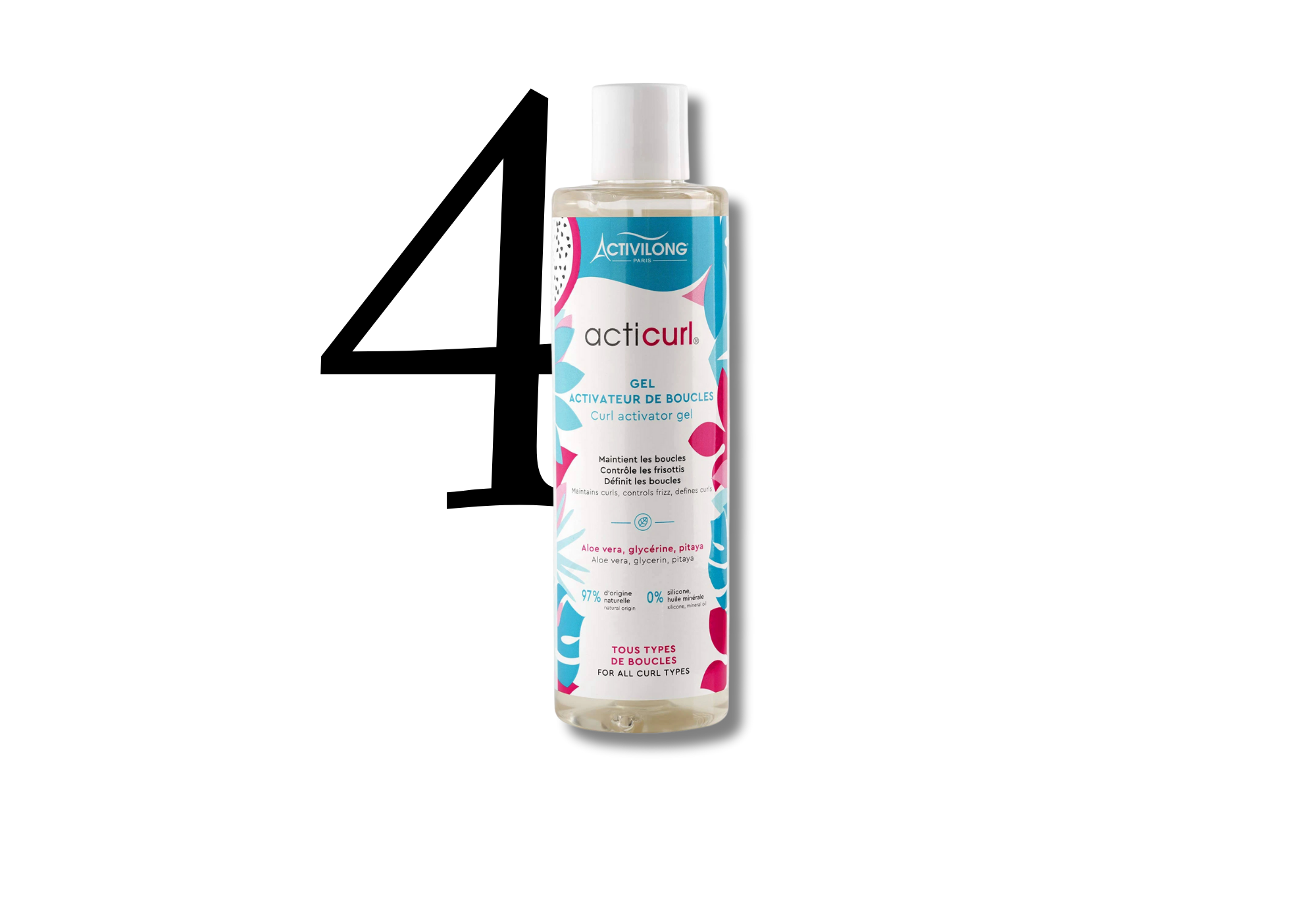 La 4ème étape de la routine pour cheveux bouclés de Malice est le gel activateur de boucles Acticurl d'Activilong