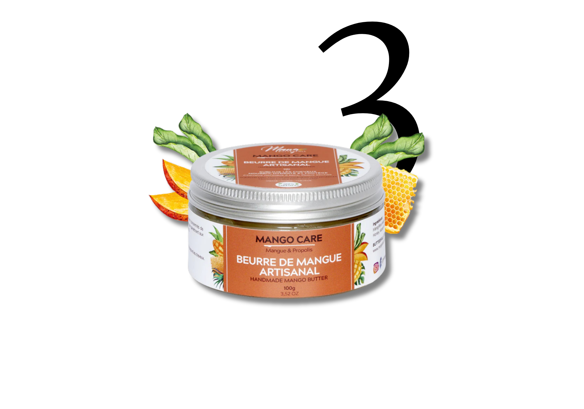 Le beurre de mangue de Mango Butterfull est la 3ème étape de la routine pour cheveux bouclés de Malice